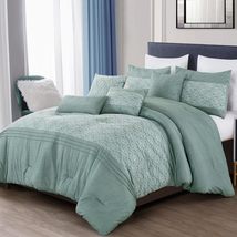 ESCA 7-Piece Labana Blue Embroidery Comforter Set - Oeko-TEX Standard 100,- King - £59.04 GBP+