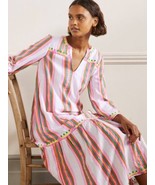 Boden Embroidered Maxi Stripe lurex party dress floral pink bright beach... - £68.27 GBP