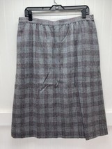 Vintage Pendleton Wool Midi Skirt 16 Gray Glen Plaid Houndstooth See Measurement - $30.59