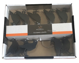 Halloween Crow String Lights 5.5&#39; Long Battery Operated Black 10 Crows Spooky - £25.18 GBP