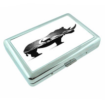 Rhino Art Black and White Em1 Silver Metal Cigarette Case RFID Protection Wallet - £12.54 GBP