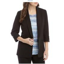 Kasper 3/4 Roll-Tab Sleeve Shawl Collar Jacket, Black | Womens SMALL - $44.55