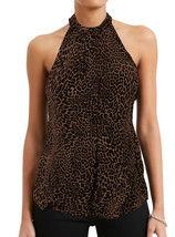 Women&#39;s Olivia Grey Lightweight Halter Top Leopard Animal Print Shirt in... - £12.62 GBP