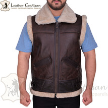 RAF B3 Bomber Flight Aviator VEST Shearling Leather VEST Sheepskin Leather Vest - £83.03 GBP