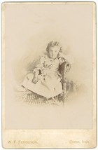 Circa 1880&#39;S Cabinet Card Adorable Girl Posing On Chair Wf Ferguson Clinton, Ia - £7.49 GBP