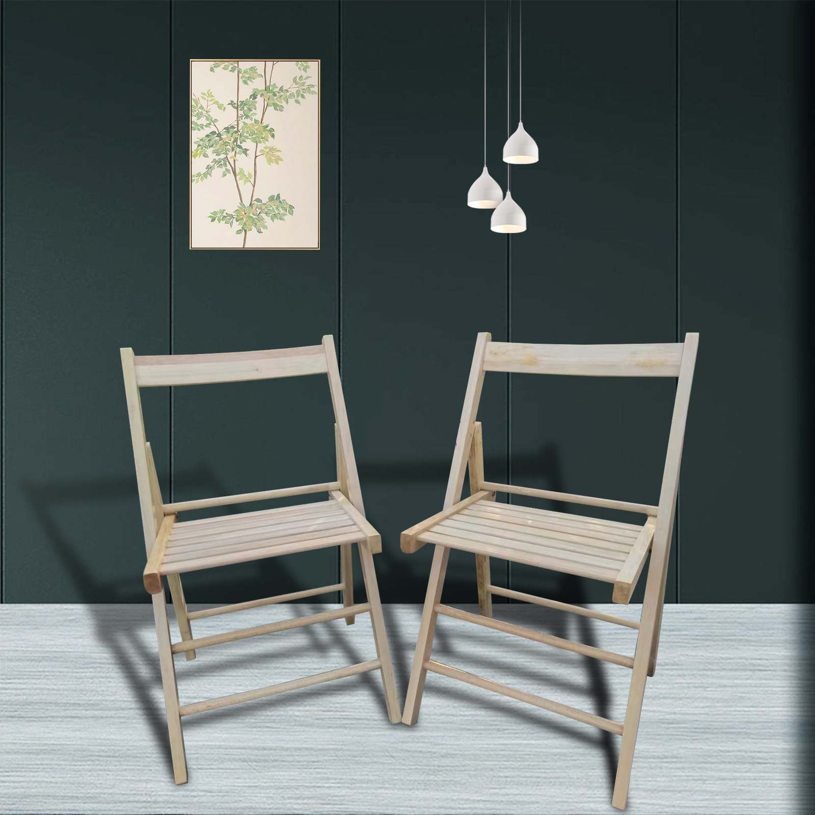 Natural Wood Folding Patio Chairs, 2-Pack | Space-Saving Outdoor Seating - $86.99