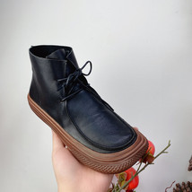 Ankle Women Boots Genuine Leather Lace-Up Shoes New Autumn Winter Flat With Leis - £96.39 GBP