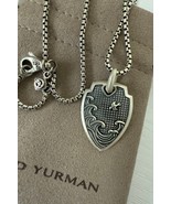 David Yurman .925 Sterling Silver Waves Shield Pendant &amp; Box Chain 20&quot;inch - €678,00 EUR