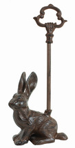 Rustic Cast Iron Bunny Hare Rabbit Door Stop Or Porter With Long Handle - $40.99