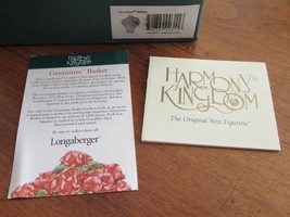 Longaberger Harmony Kingdom Limited Edition 2002 Geranium Basket Figurine Opens - $61.75