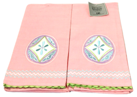 Design Imports DII Embroidered Tea Towel Pair (2) 18&quot; x  28&quot; Pink Cotton... - $11.39