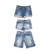 Lot 3 Y2K Jean Shorts JR 3/4 Vtg Mallcore Low Rise Blue Stretch Denim Di... - $24.70