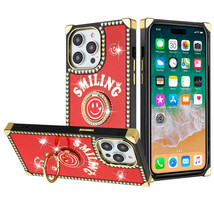 Passion Square Hearts Smiling Diamond Ring Stand Case RED For iPhone 11 - £6.84 GBP