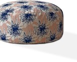 24&quot; Pink And Blue Canvas Round Floral Pouf Ottoman - $243.99