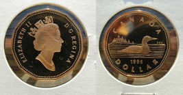 1996 Canada Frosted One Dollar Loonie Proof - $5.96