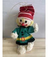 Vintage R Dakin Santa&#39;s Elf  Christmas Ornament Figure Yarn Doll 10&quot; Mad... - $23.61 CAD