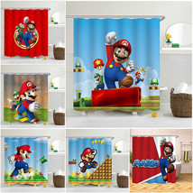 Super Mario Bro Waterproof Shower Curtain Sets Polyester  Bathroom Decor Curtain - £15.02 GBP+