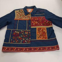 Coldwater Creek RN#98516 Women's Blue Floral Applique Embroidered Jacket Size XL image 10