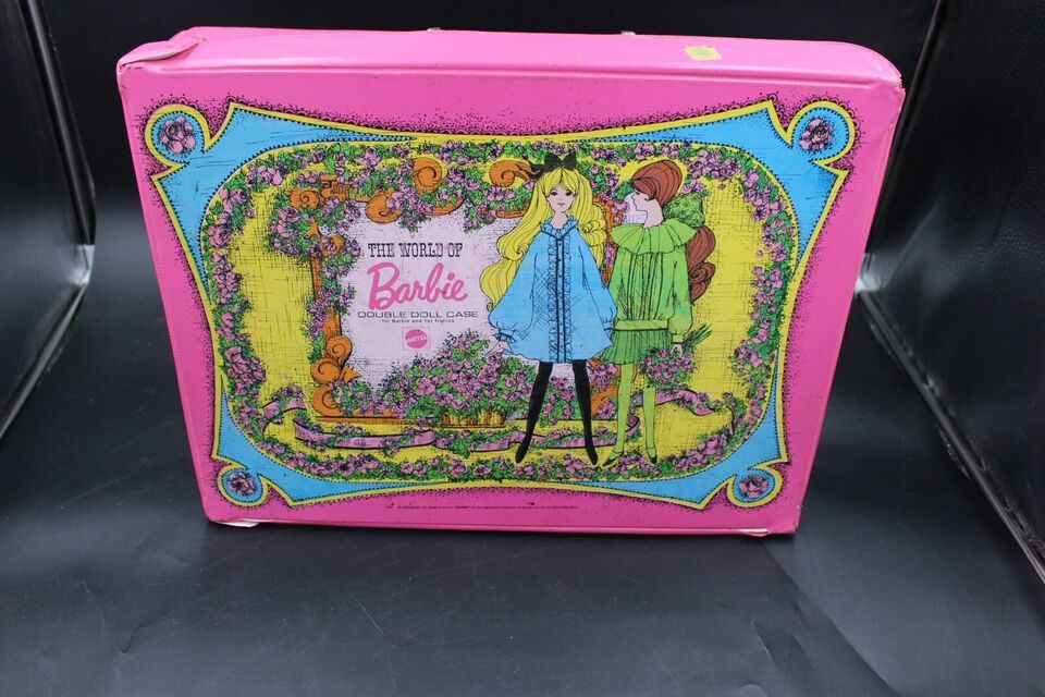 Vintage 1968 The World of Barbie Double Doll Case Mattel Pink 17 1/2L by  13 1/2 - $24.75