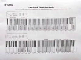 Yamaha P-60 Digital Electronic Piano Original Quick Operation Guide Info Sheet - £11.66 GBP