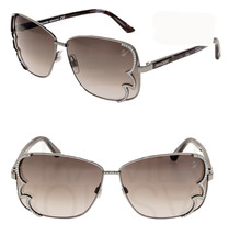 SWAROVSKI Sk0038 Gunmetal Square Sunglasses Brown Crystal Oversized SK0038 - £159.62 GBP