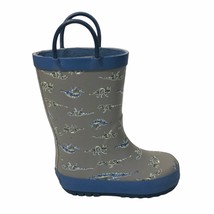OshKosh B&#39;gosh Snow Boots Rain Little Boys 7 Blue Gray Dinasours Pull On - $23.99