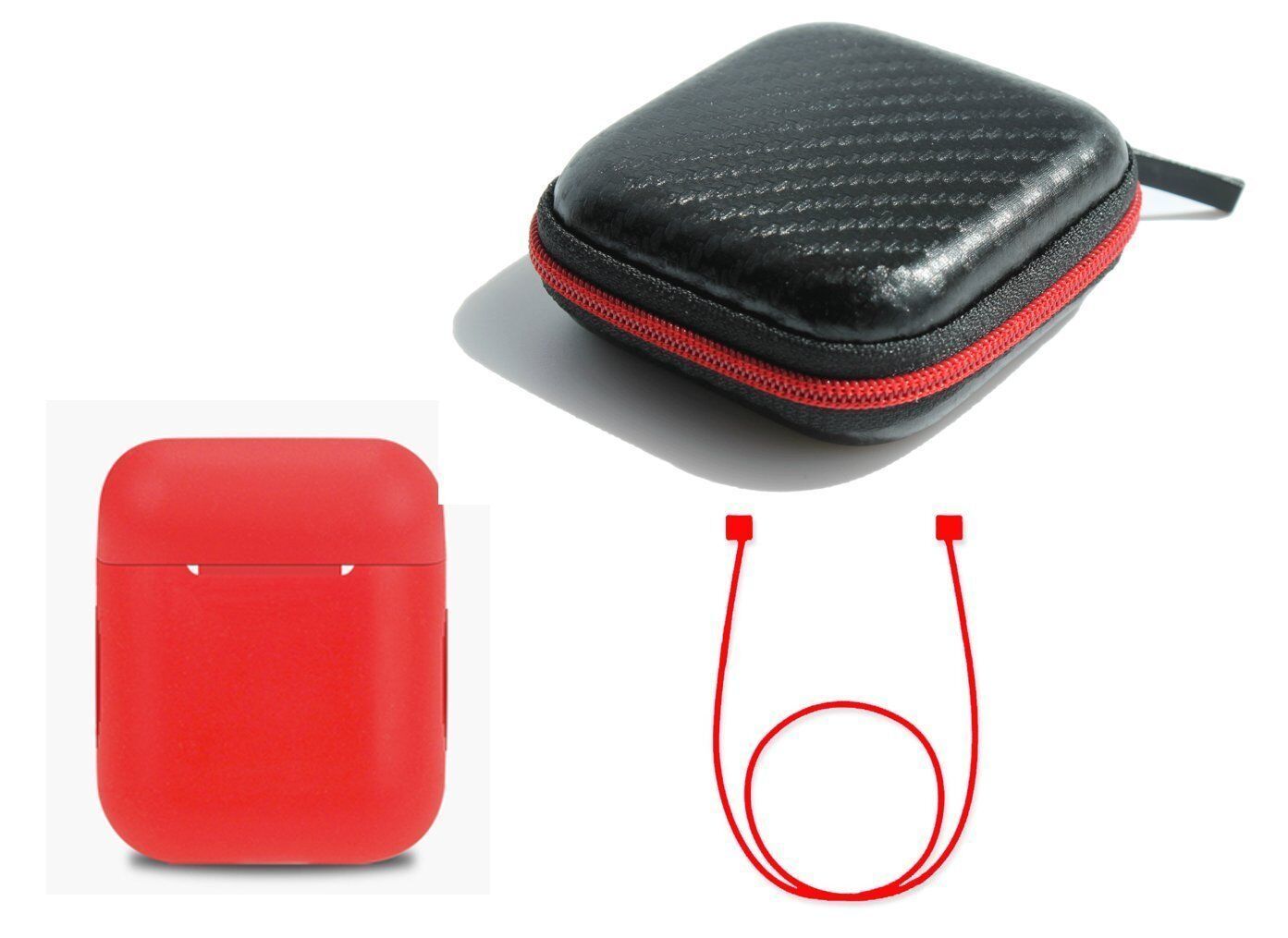Primary image for Accessory Pack For Airpods 1 & 2 Gen Red (Cover, Strap And Carrying Case)