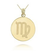 Personalized Name 10k 14k Solid Gold Zodiac Sign Virgo Pendant Necklace - £133.69 GBP - £226.53 GBP