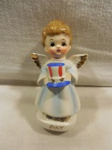 Vintage Napco Era Japan Ceramic July Birthday Angel Girl Figurine 4&quot; - £20.87 GBP