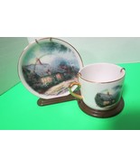 Thomas Kinkade Moonlight Cottage Plate And Cup With  W/ Display Stand Te... - £9.38 GBP