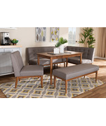 Mabel Gray Fabric Upholstered 5-Piece Wood Dining Nook Set - $26,888.01 MXN