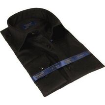 Men 100% Sateen Cotton Shirt Manschett Quesste Turkey Slim Fit 4010-08 Black image 2