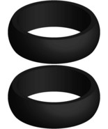 Two (2) Solid BLACK Silicone Rings Active Wedding Band Replacement Pick ... - $12.18 CAD