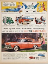 1959 Print Ad The Compact &#39;59 Rambler Rebel V-8 Country Club Hardtop - $20.68