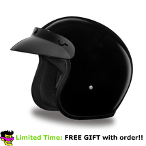 Daytona Hi Gloss Black 3/4 Open Face Cruiser Motorcycle Helmet (2XS - 4XL) - $105.95