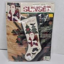 Vintage SUNSET Felt Fabric Applique Rustic Santa Stocking Ornament 18075... - $16.44