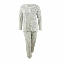 Charter Club Womens Gray White Soft Waffle Thermal Texture Fleece 2pc Pa... - $39.00
