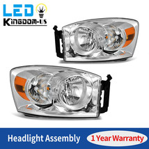 Chrome Headlights Pair For 2006-2008 Dodge Ram 1500 2500 3500 Amber Reflector - £103.00 GBP