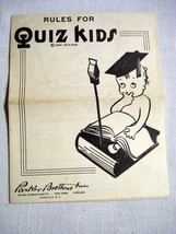 Quiz Kids Own Game Box Instruction Booklet 1940 Parker Brothers - $14.99