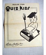 Quiz Kids Own Game Box Instruction Booklet 1940 Parker Brothers - $151.44 MXN