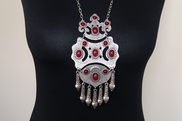 Silver Plated Three Pieces Drop Statement Necklace, Armenian Necklace  - £47.56 GBP