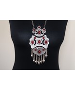 Silver Plated Three Pieces Drop Statement Necklace, Armenian Necklace  - £46.15 GBP