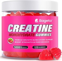 Bageto Creatine Monohydrate Gummies 5000mg - 120 Count Strawberry - Sugar-Free - $18.99