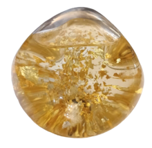 Goldenflow Studios Hand Blown Glass Snow Dome Paperweight 12-24K Gold Fl... - $27.57