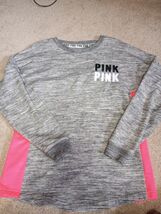 Victorias Secret PINK Sweater Womens Xs Long Sleeve Pullover Gray Pink O... - $9.00
