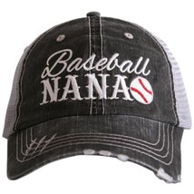 Baseball Nana Embroidered Black Distressed Trucker Hat - £19.35 GBP