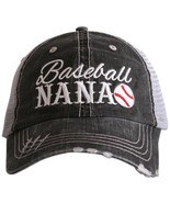 Baseball Nana Embroidered Black Distressed Trucker Hat - £19.44 GBP