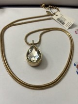 Chicos Faceted Glass Gold Tone Statement Necklace NWT - $21.49