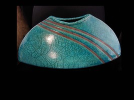 Large artist signed Marc Ward Vase - OOAK Vintage Raku pottery turquoise moderni - £599.51 GBP