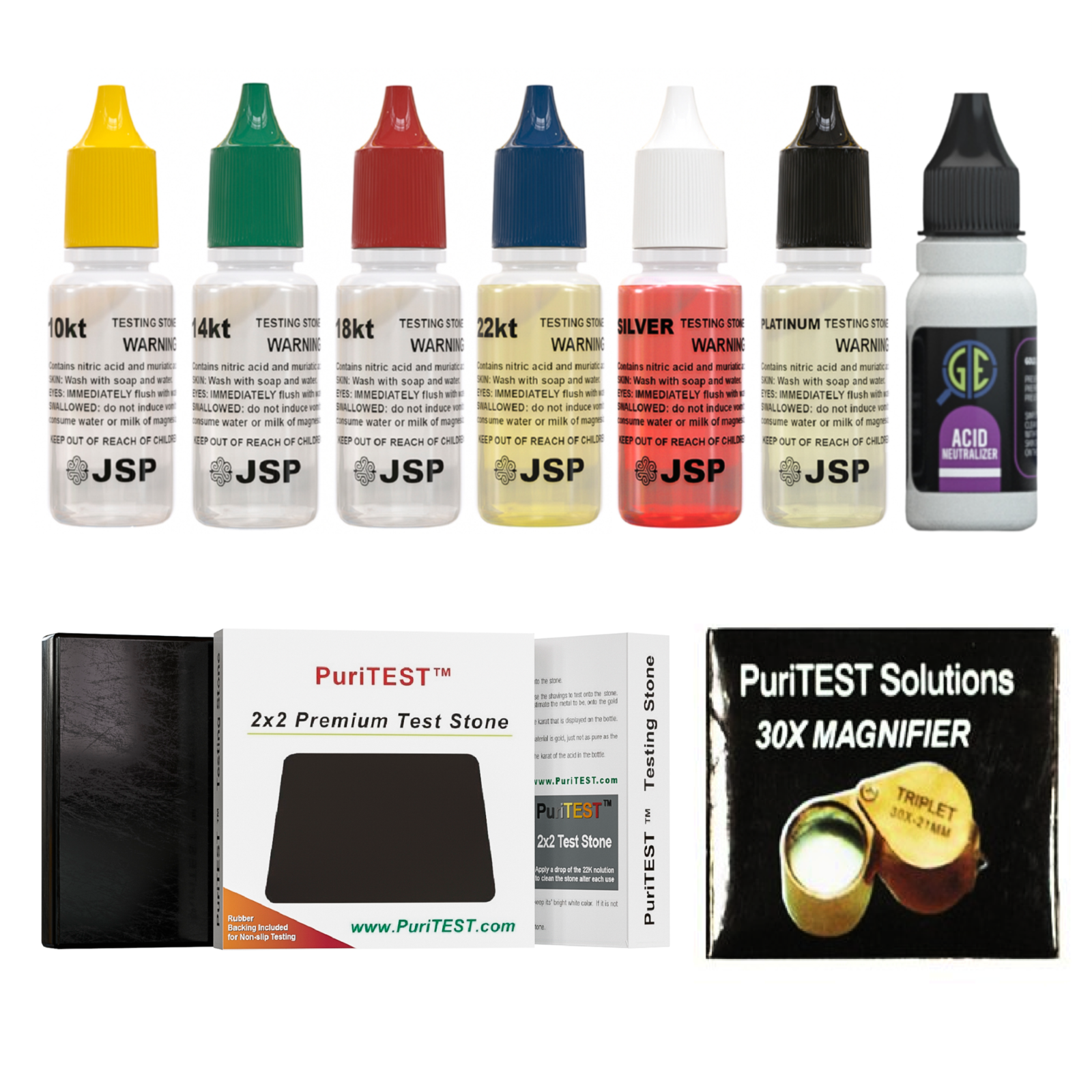 Gold Silver Sterling Jewelry Acid Testing Kit Tester Test Scrap 30x Eye Loupe